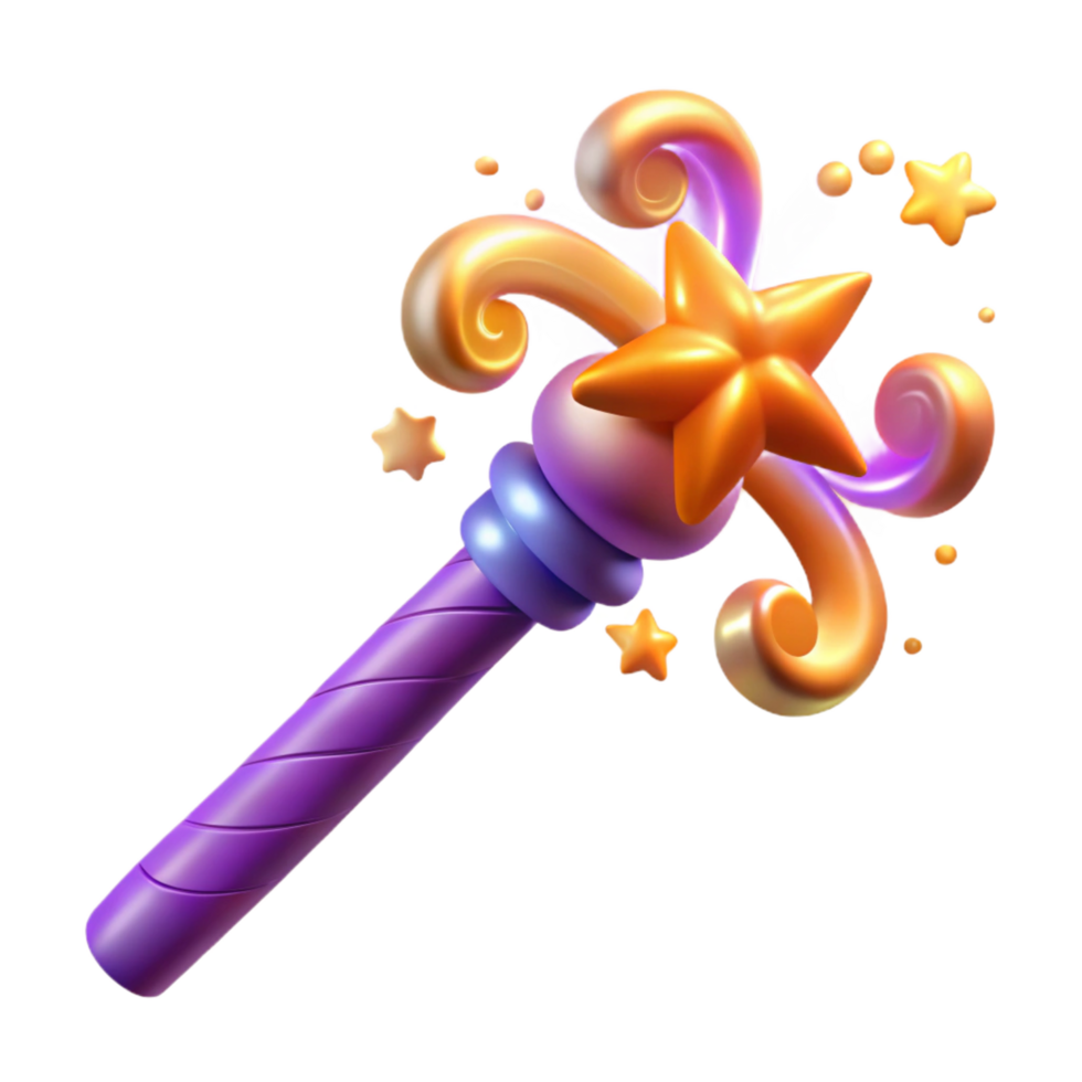 alluring energetic abstract A powerful magic wand, emitting sparks, swirling patterns with Transparent Background authentic png