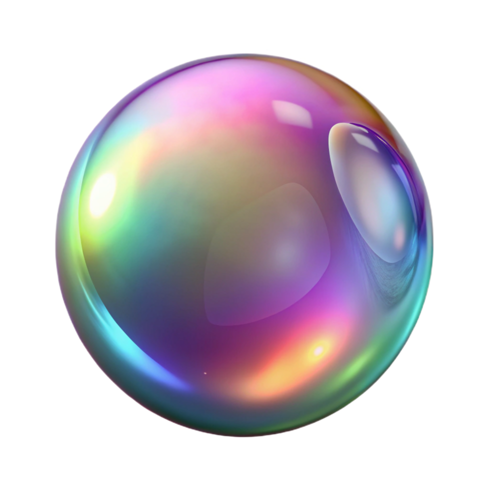 elegant coastal Photorealistic, hyper-specific professional render of a single, isolated, perfectly formed soap bubble with iridescent colors with Transparent Background 8K png