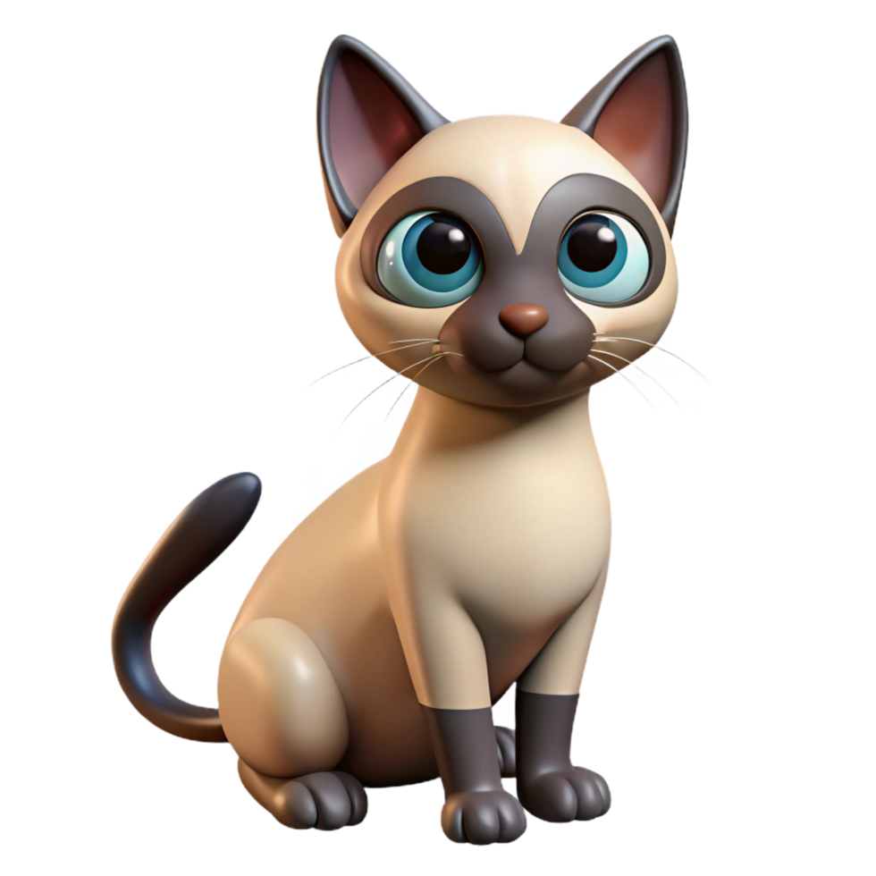 bold striking Siamese cat, seal point, crossed eyes, curious expression with Transparent Background high resolution png