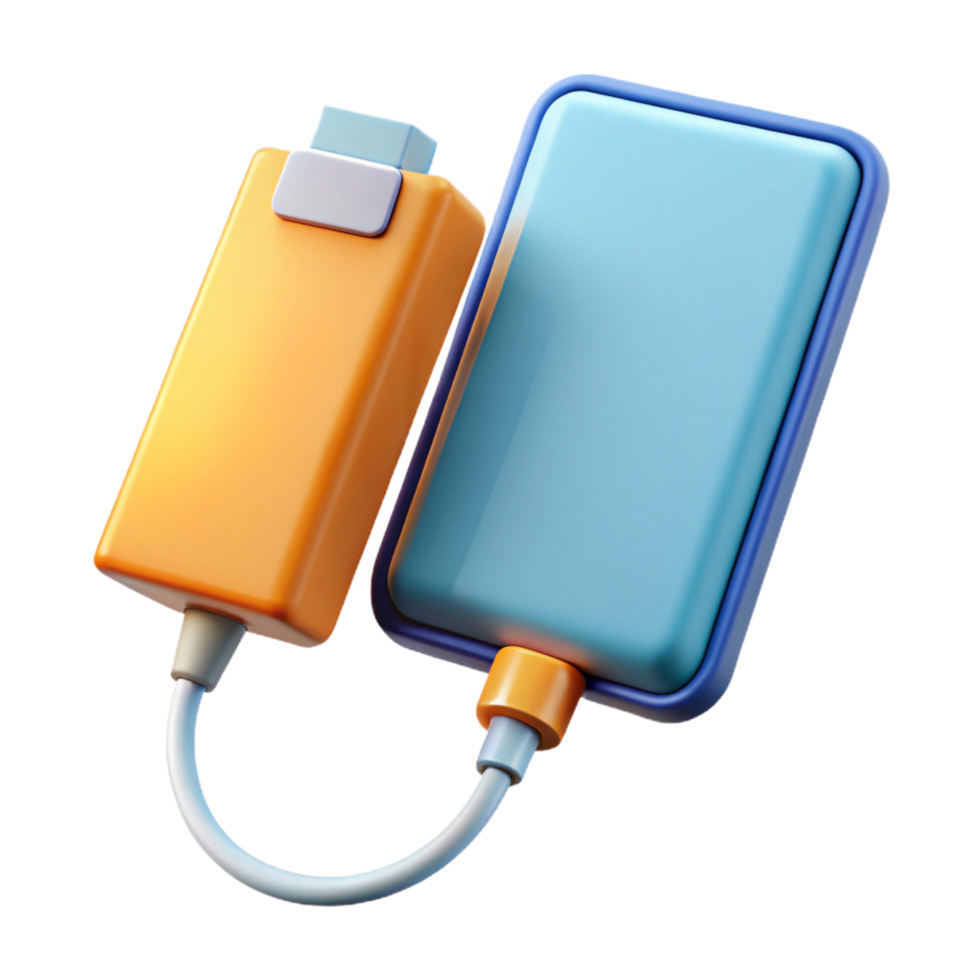 calm exquisite A power bank charging a smartphone with Transparent Background gallery standard png