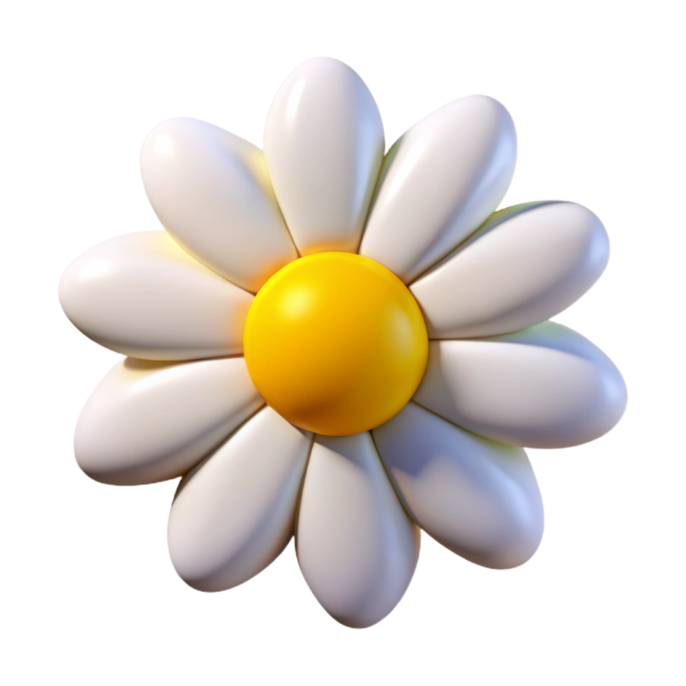 alluring playful mid-century White daisy flower with yellow center with Transparent Background gallery standard png