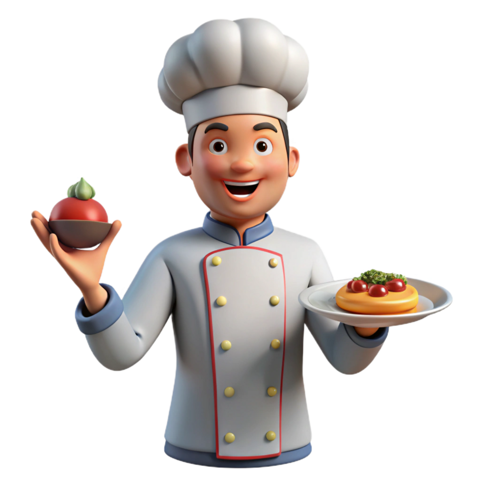 exemplary surreal Chef holding a plate of food, with Transparent Background luxury png