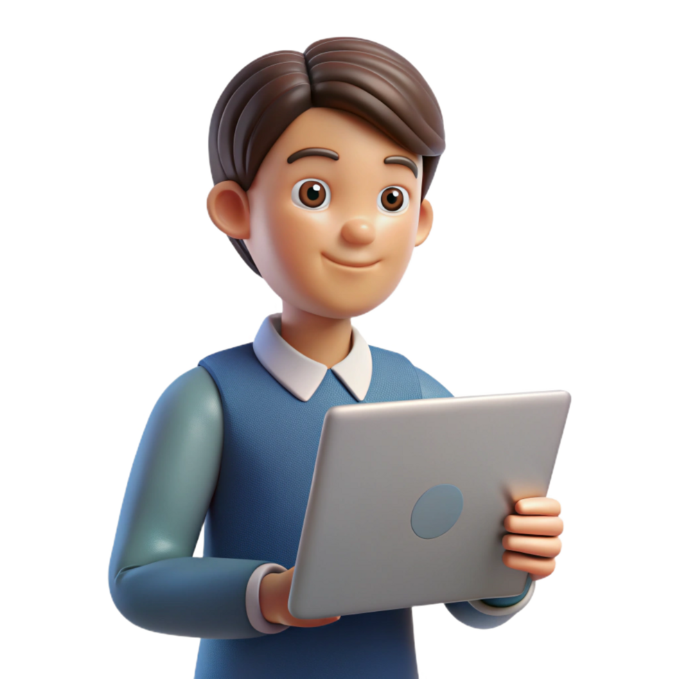 sedutor brincalhão tradicional concentrado aluna com uma computador portátil, com transparente fundo precisão png