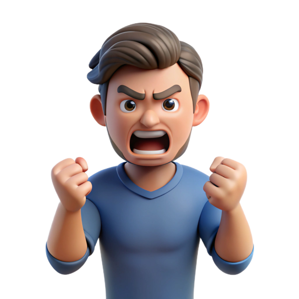 enchanting traditional Angry man, clenched fists, frowning, with Transparent Background detailed png