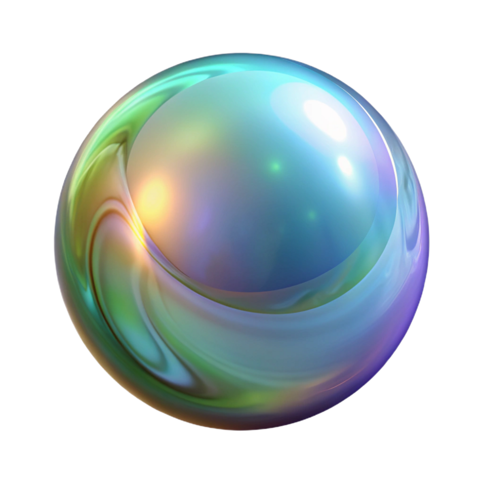 dramatic unparalleled Professional render of a single photorealistic ultra-detailed isolated cutout of a floating soap bubble with iridescent swirls with Transparent Background png