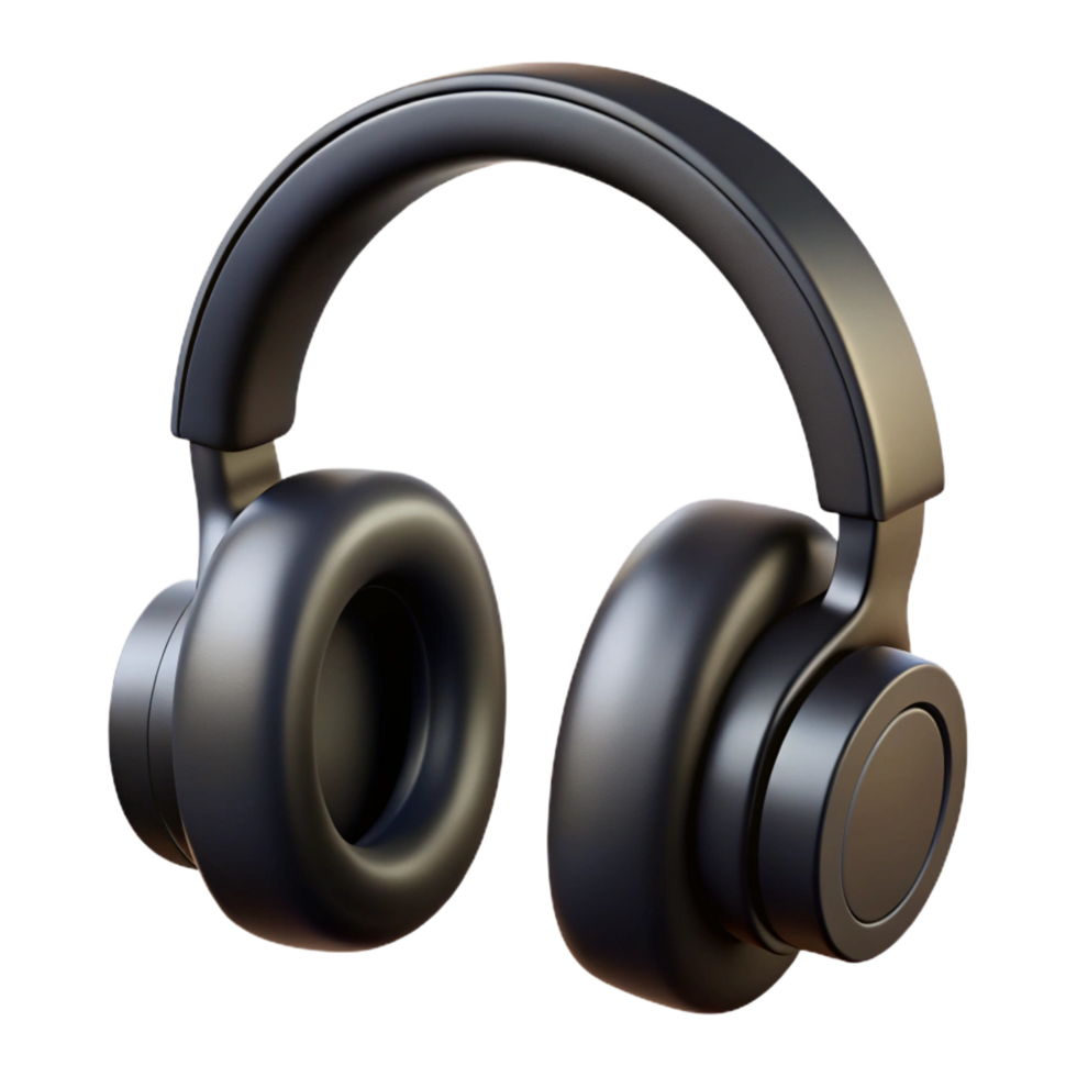 calm gorgeous Headphones, black, over-ear, with Transparent Background refined png