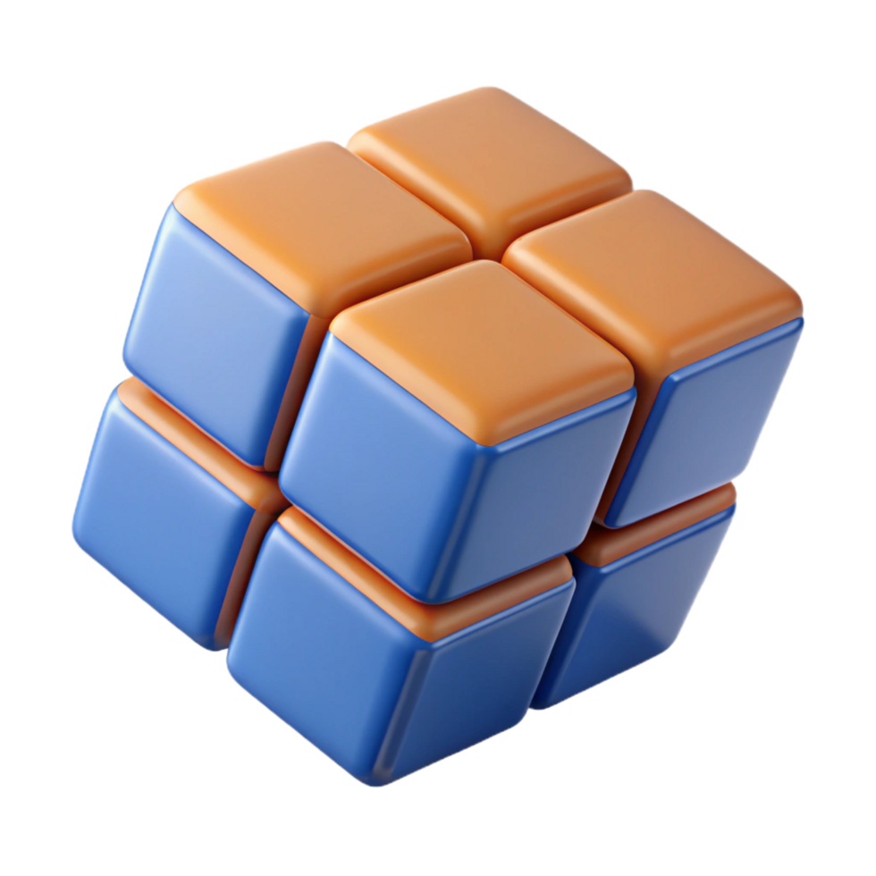 coveted renaissance Hyper-specific, photorealistic professional render of a single, rotating Rubik's Cube mid-solve with Transparent Background perfect clarity png