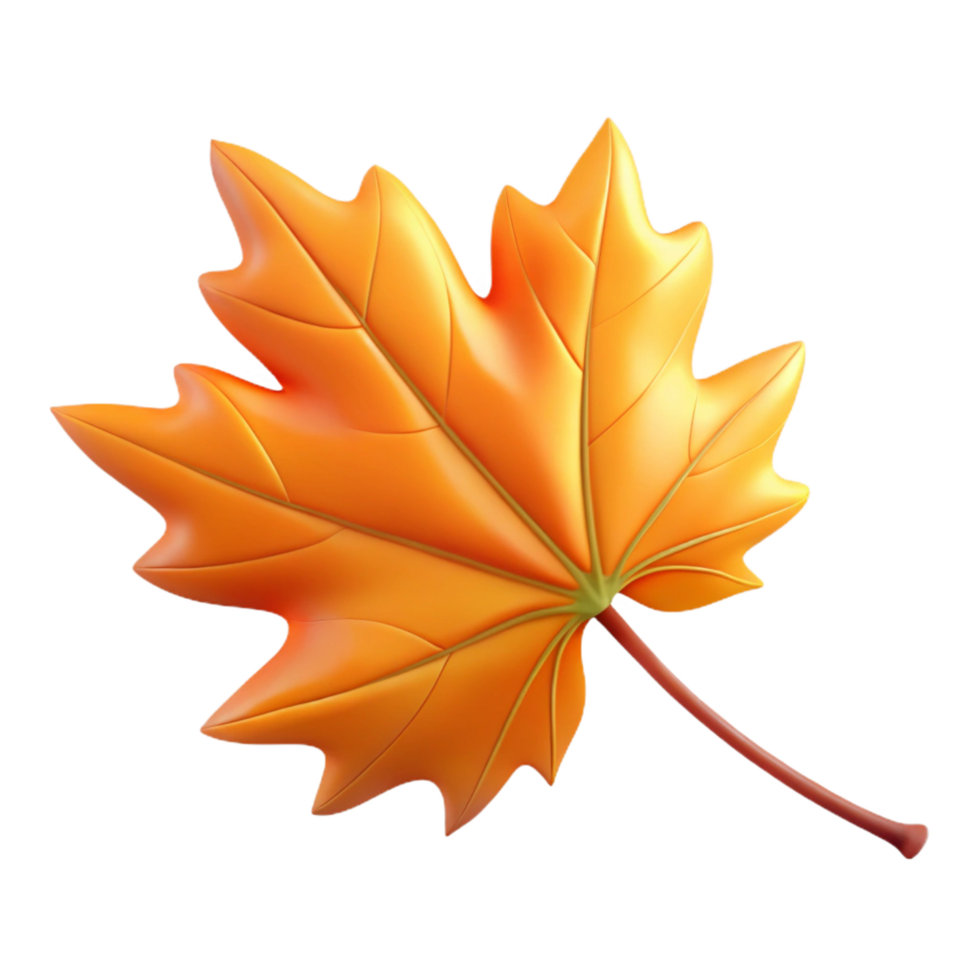 dramatic radiant Single falling autumn leaf with Transparent Background authentic png