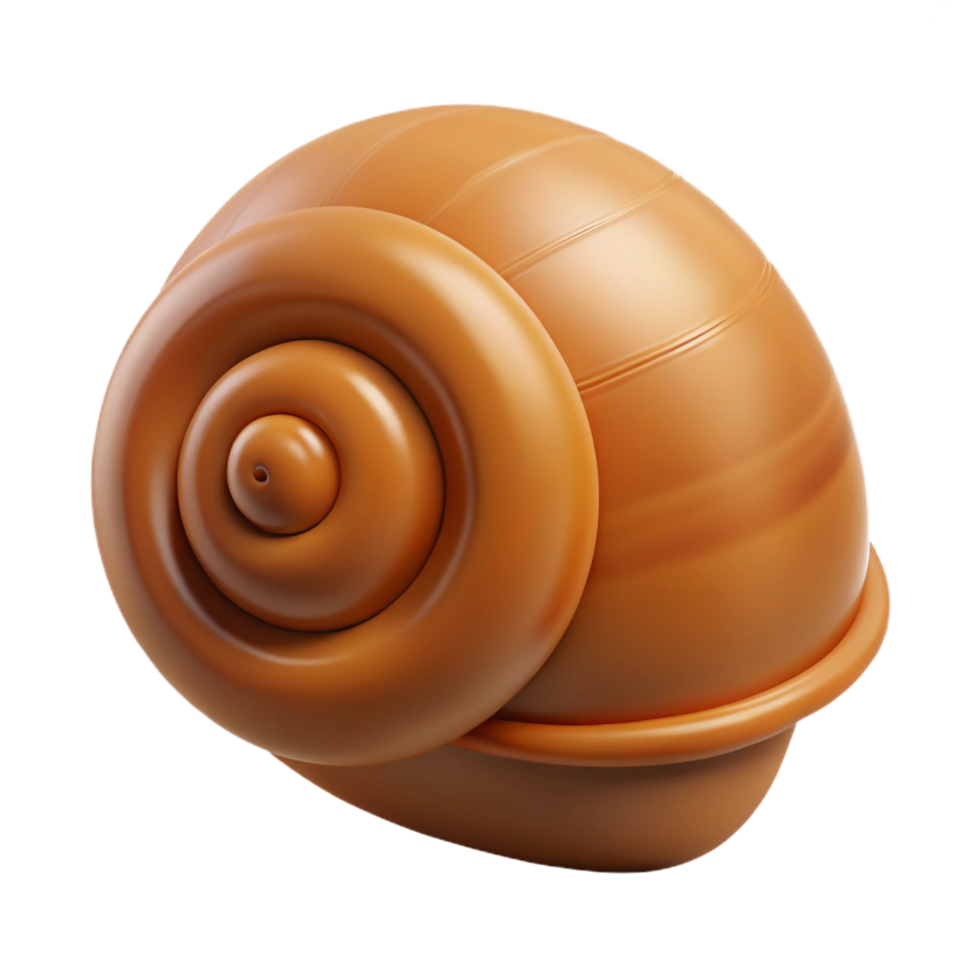 exemplary classic Concept art style, isolated cutout of a single, coiled snail shell, brown and spiraled with Transparent Background museum quality png