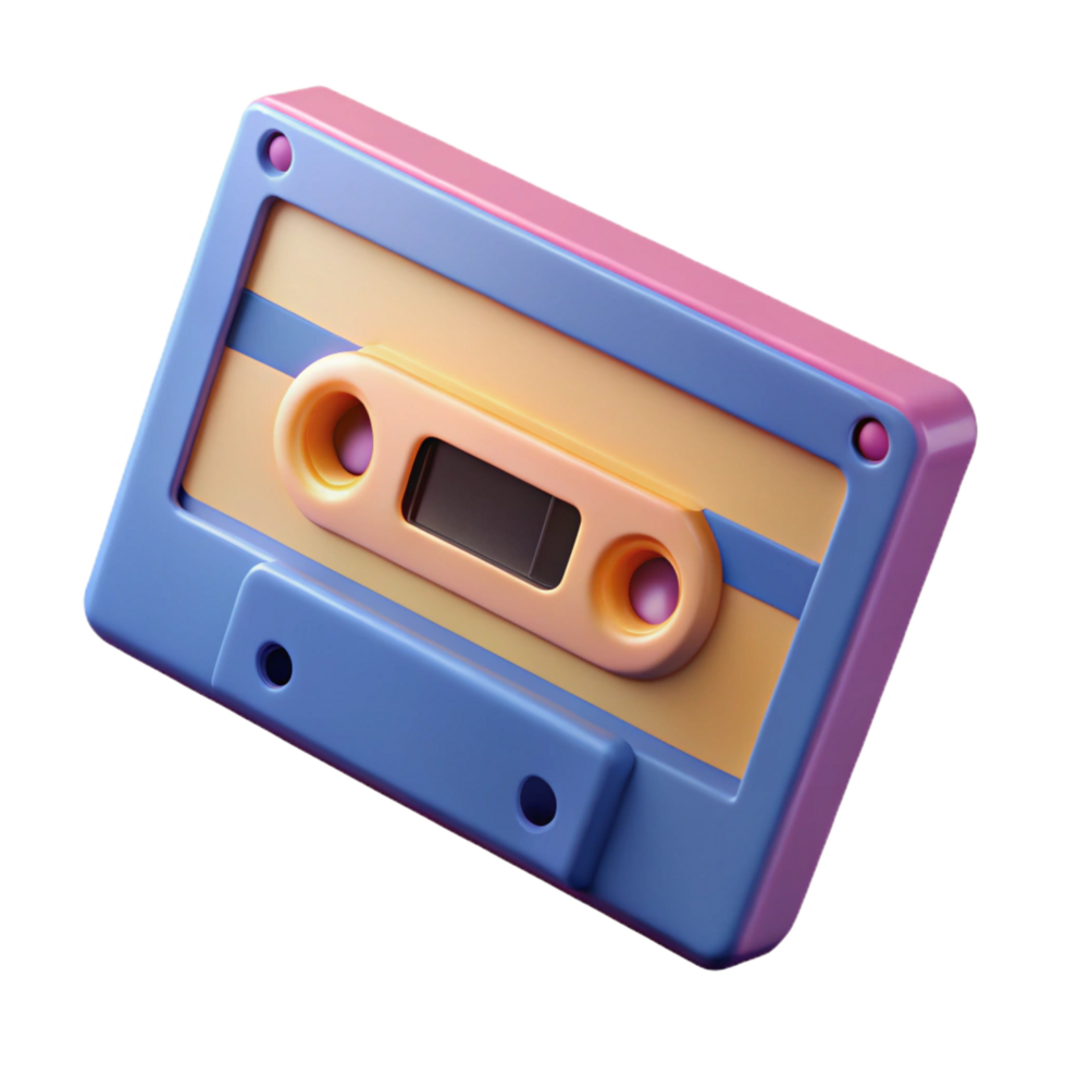 distinguished art deco Concept art style isolated cutout of a single cassette tape with Transparent Background artisan png