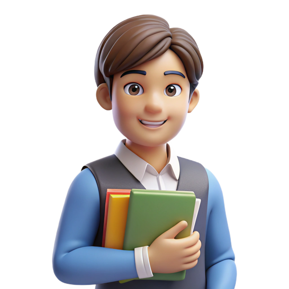dramatic mysterious traditional Student holding books, education portrait, with Transparent Background gallery standard png