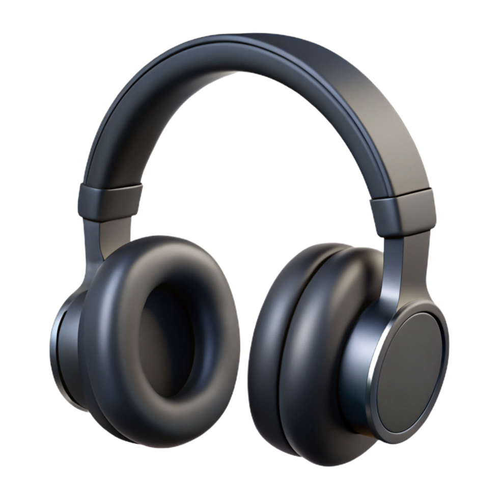 dazzling intense modern A pair of studio headphones, black with Transparent Background artisan png