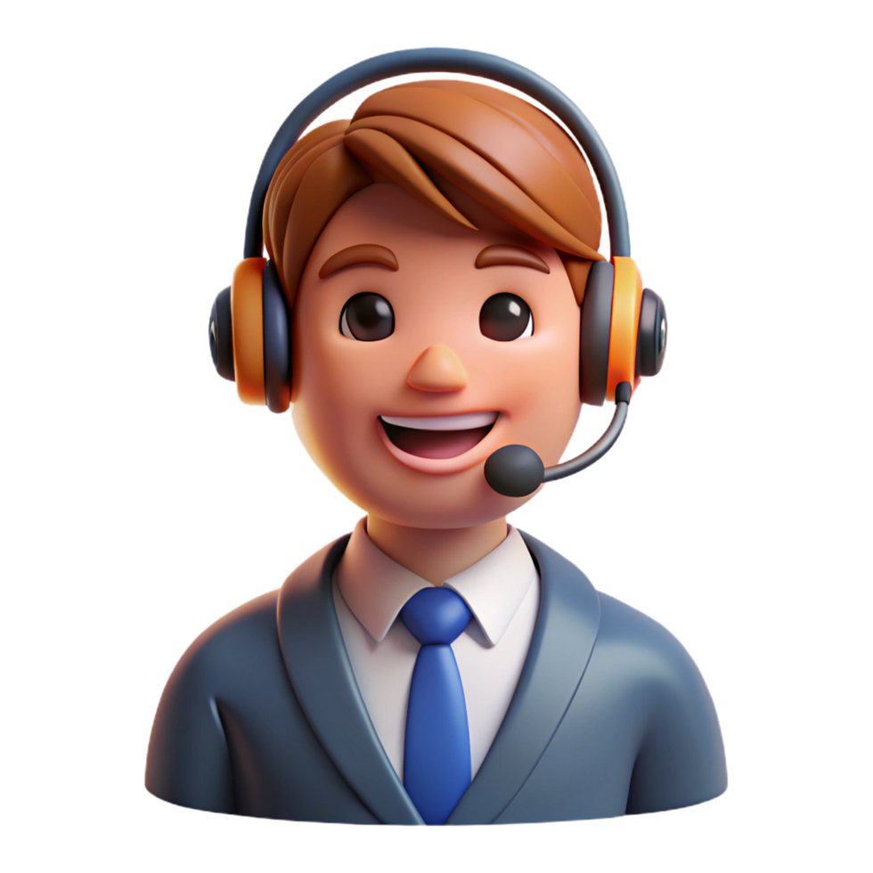 alluring exceptional Smiling customer service representative with a headset, with Transparent Background png