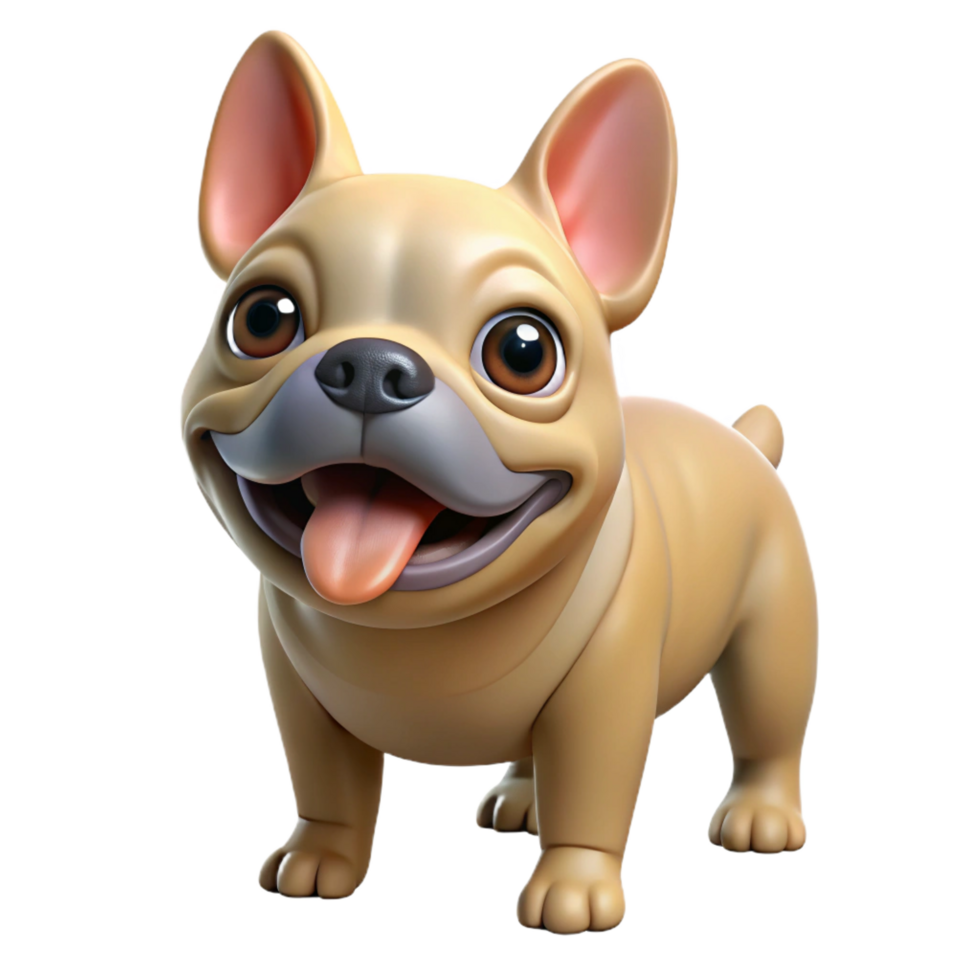 calm alluring French Bulldog, fawn, wrinkled face, happy expression with Transparent Background original png