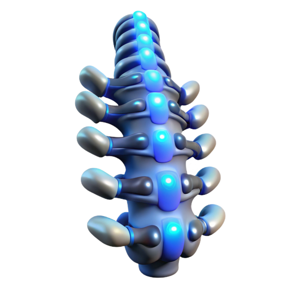 beautiful nostalgic bohemian Cybernetic spine with glowing nodes with Transparent Background professional png