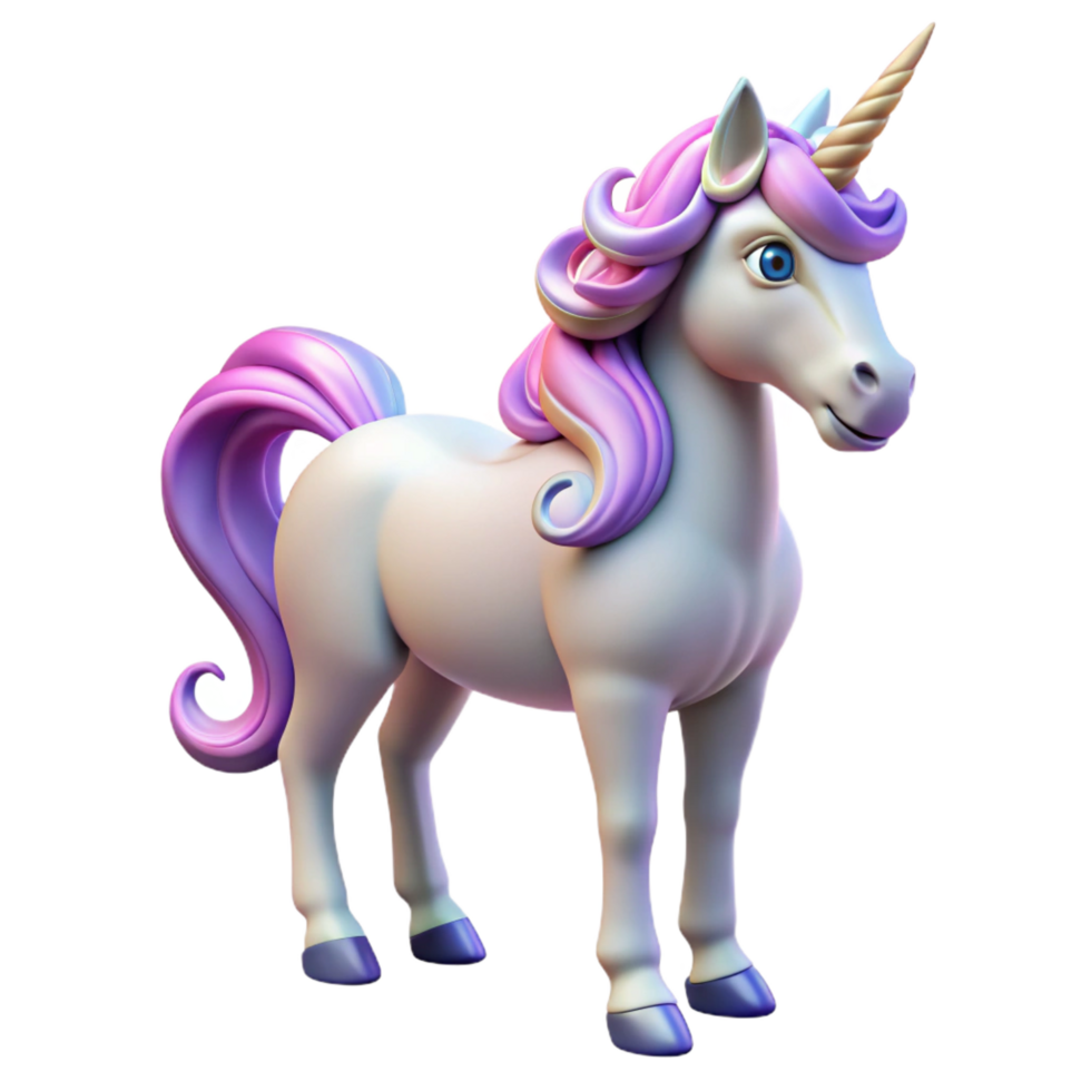 celebrated modern A magical unicorn with a spiraled horn, with Transparent Background museum quality png