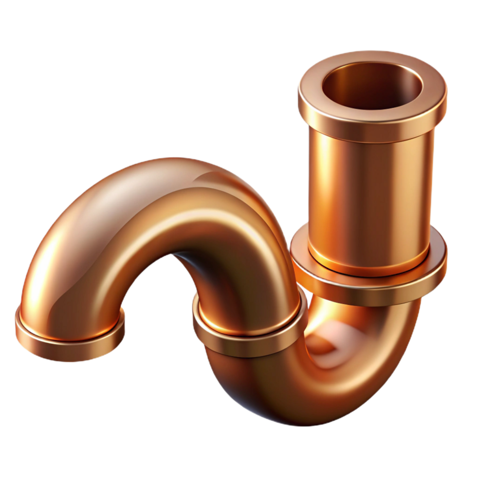 elegant minimalist Plumbing pipe, copper tubing, with Transparent Background genuine png