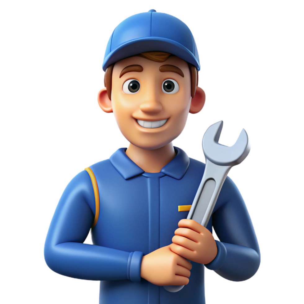 alluring retro Mechanic holding a wrench, with Transparent Background high resolution png