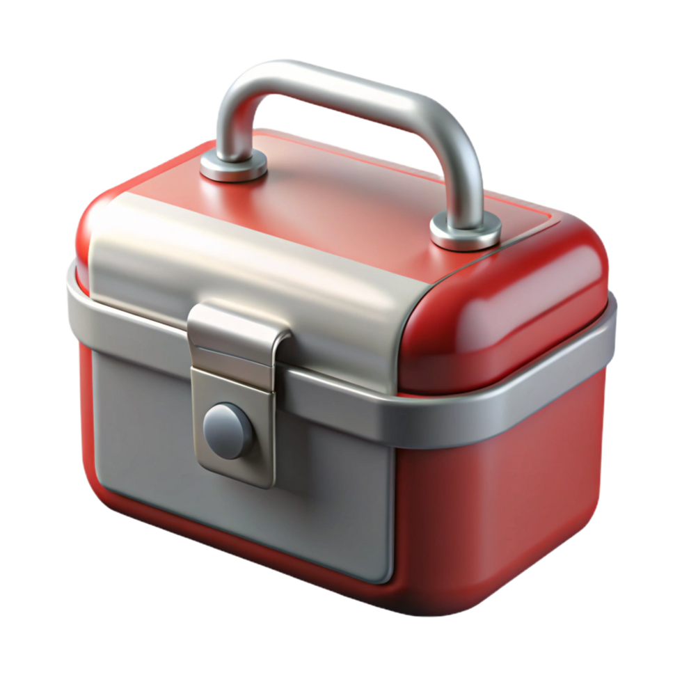 beautiful melancholic futuristic Concept art style, isolated cutout of a vintage metal lunchbox with Transparent Background precision png