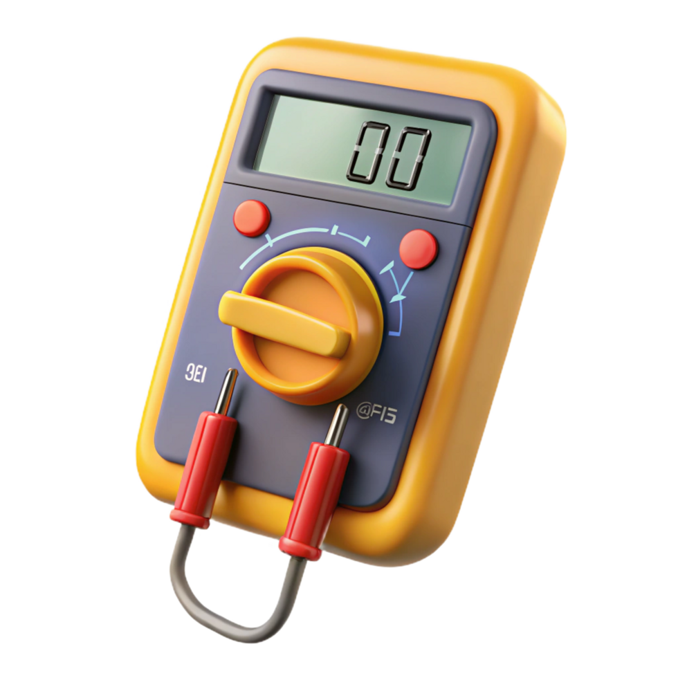 dramatic victorian A digital multimeter displaying a voltage reading with Transparent Background studio quality png
