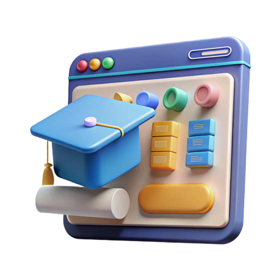 dramatic quintessential Online education platform interface with Transparent Background png