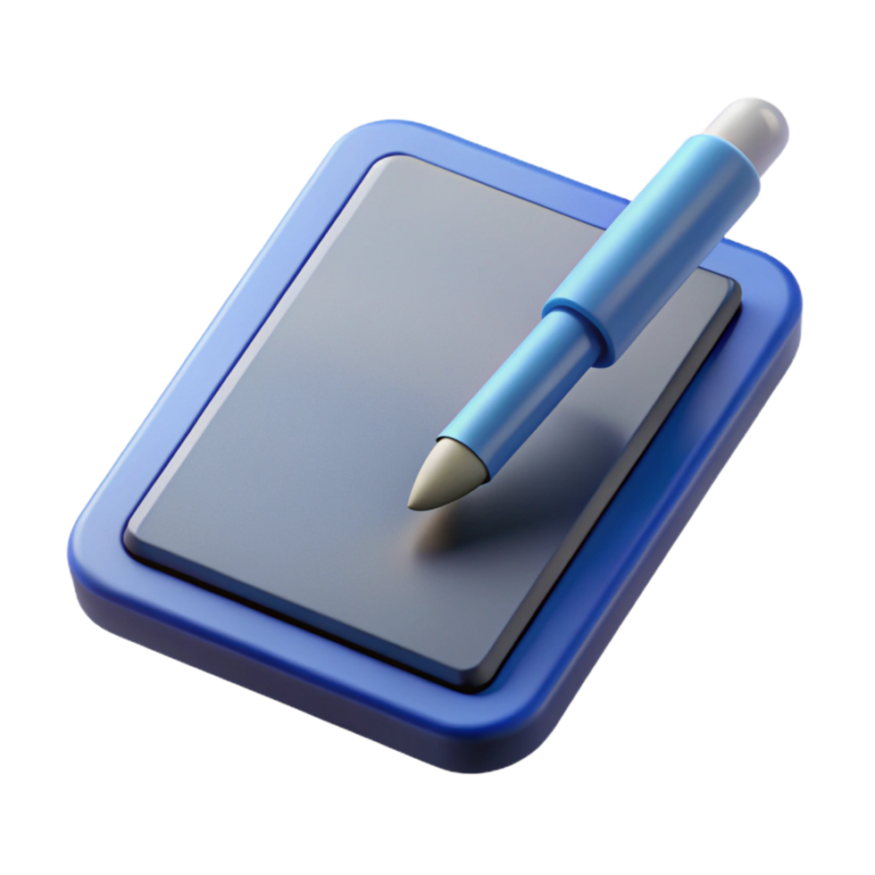 dazzling rustic Tablet with stylus pen with Transparent Background fine detail png