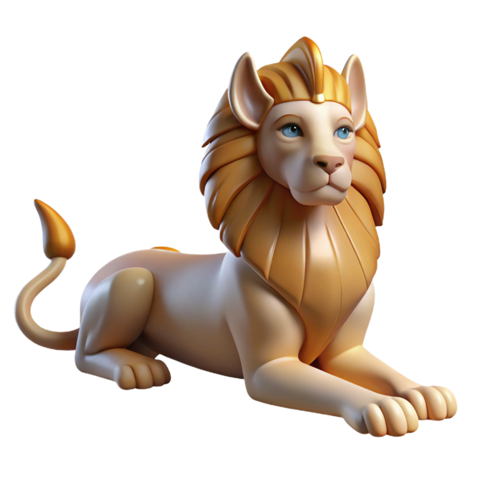 dreamy pristine Sphinx, mythical creature, lion body, human head, with Transparent Background sharp png