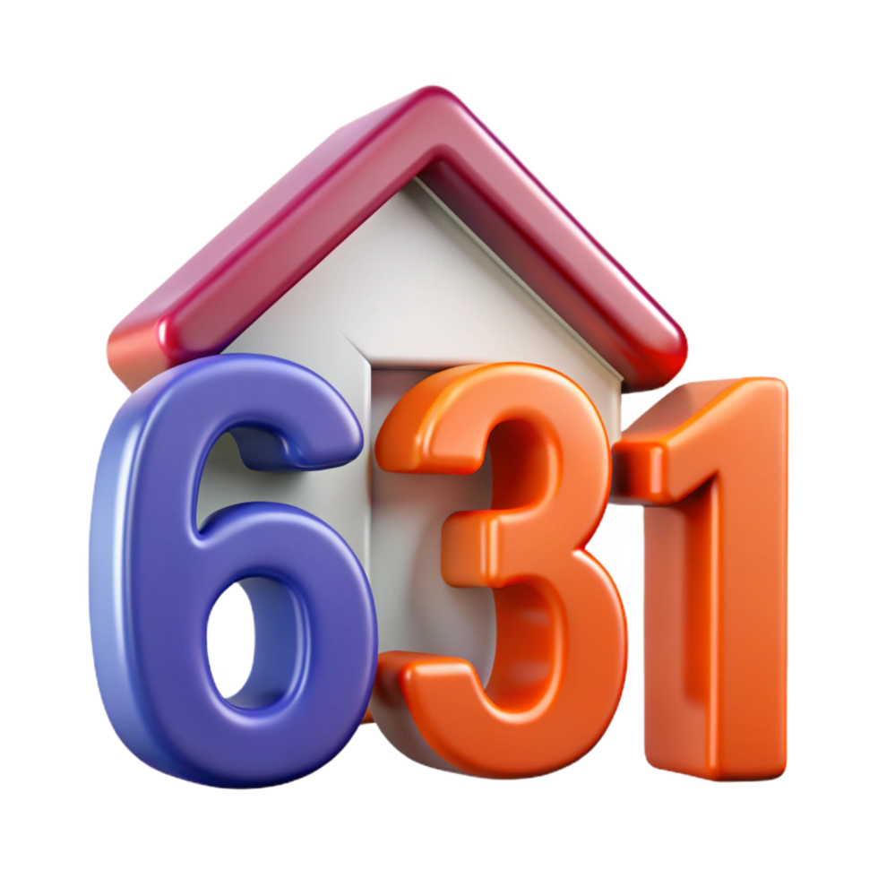 elegant nostalgic urban House number modern font with Transparent Background museum quality png