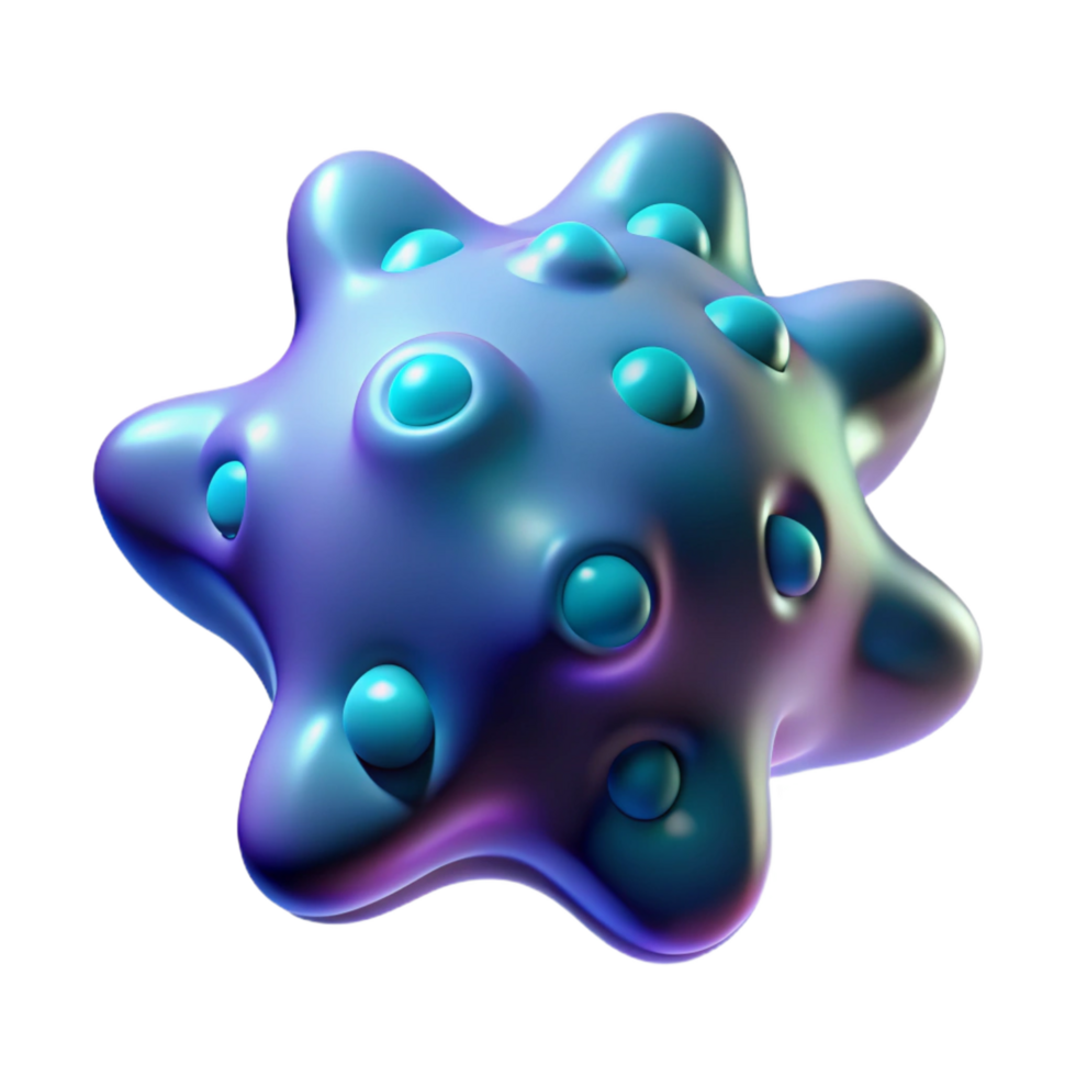 exquisite geometric Hyper-specific, professional render, isolated cutout of a single, bioluminescent space amoeba, concept art style with Transparent Background premium png