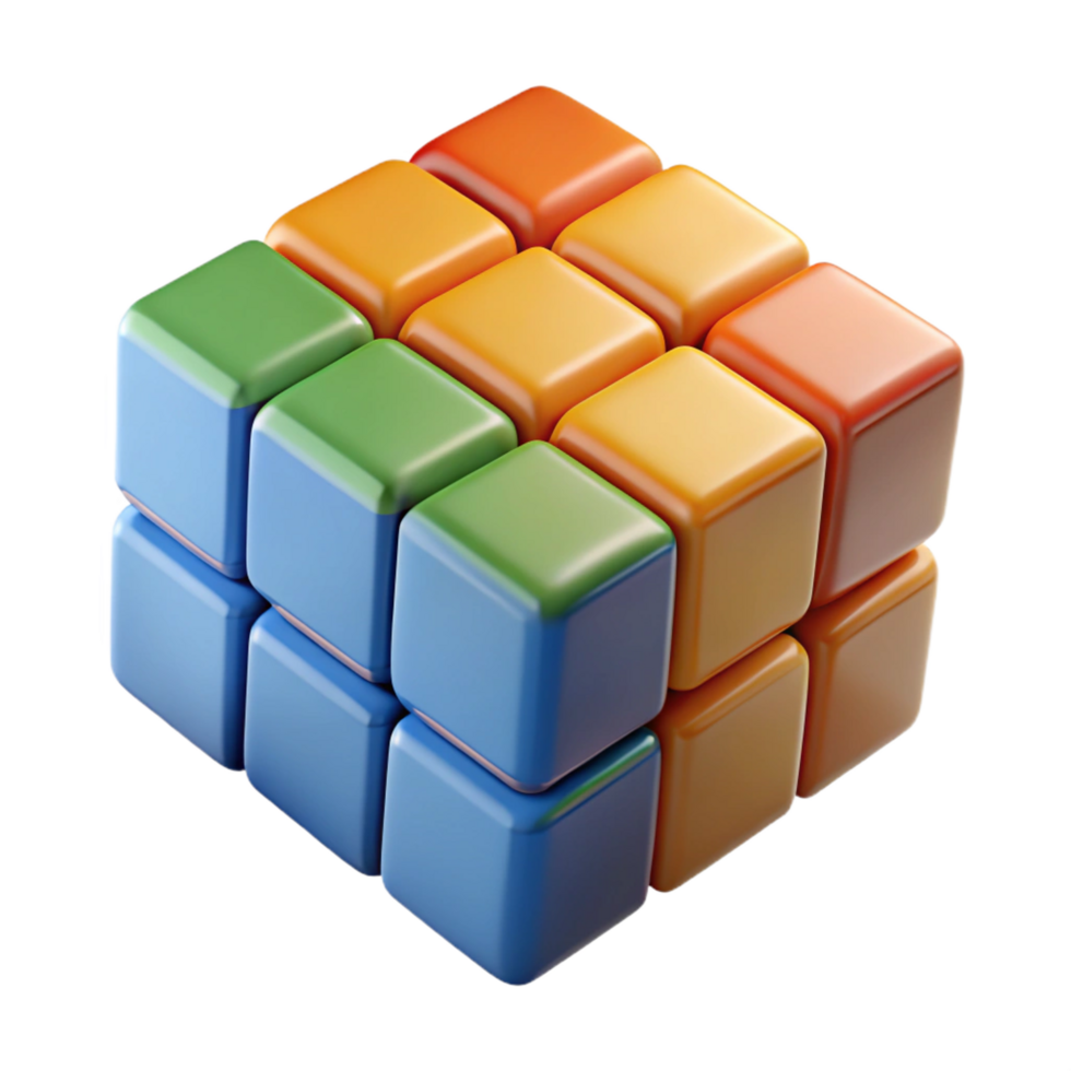 breathtaking organic Hyper-specific, professional render of a single, levitating, Rubik's Cube with each square displaying a different human emotion Isolated cutout with Transparent Background sharp png