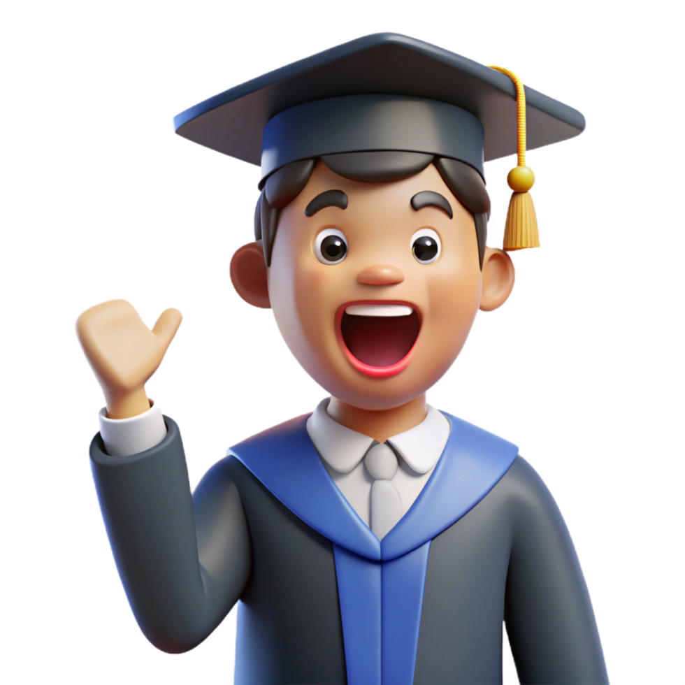 breathtaking exemplary Excited graduate in a cap and gown, with Transparent Background png