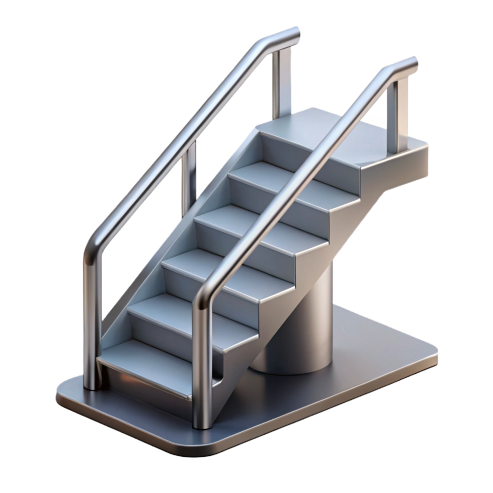 coveted tropical Concept art style, isolated cutout of a single, retractable staircase, steel with Transparent Background impeccable png