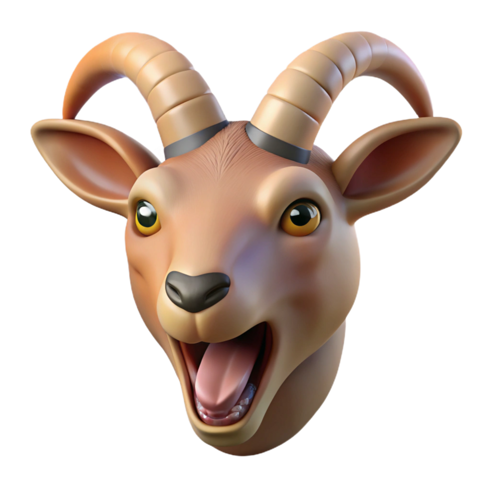 dramatic minimalist Concept art style, hyper-specific, isolated cutout of a single Chimera head goat, bleating with Transparent Background impeccable png