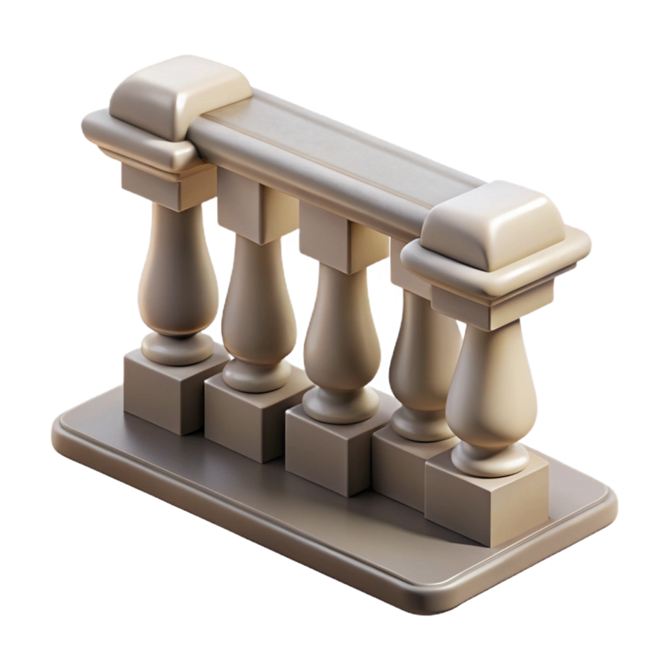 energetic impressive Stone balustrade railing section, with Transparent Background high resolution png