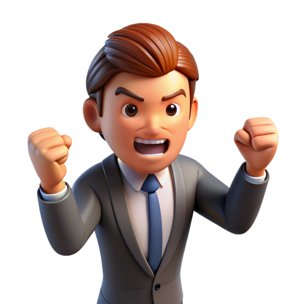 distinctive vintage Angry businessman shaking his fist, with Transparent Background authentic png