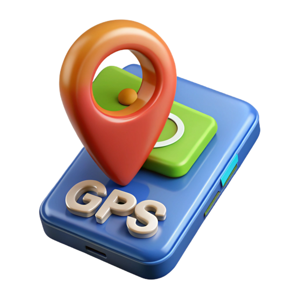 alluring mid-century GPS navigation device with map displayed with Transparent Background expertly shot png