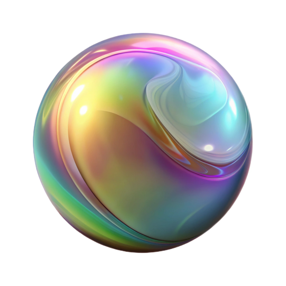 breathtaking exceptional Hyper-specific, professional render of an isolated cutout, photorealistic, single iridescent soap bubble with swirling, rainbow-colored patterns with Transparent Background png