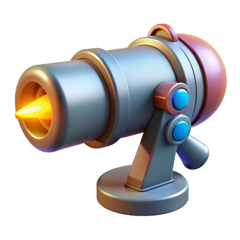 alluring intense contemporary Hyper-specific, concept art style, isolated cutout, professional render of a single, advanced laser cannon with Transparent Background ultra HD png