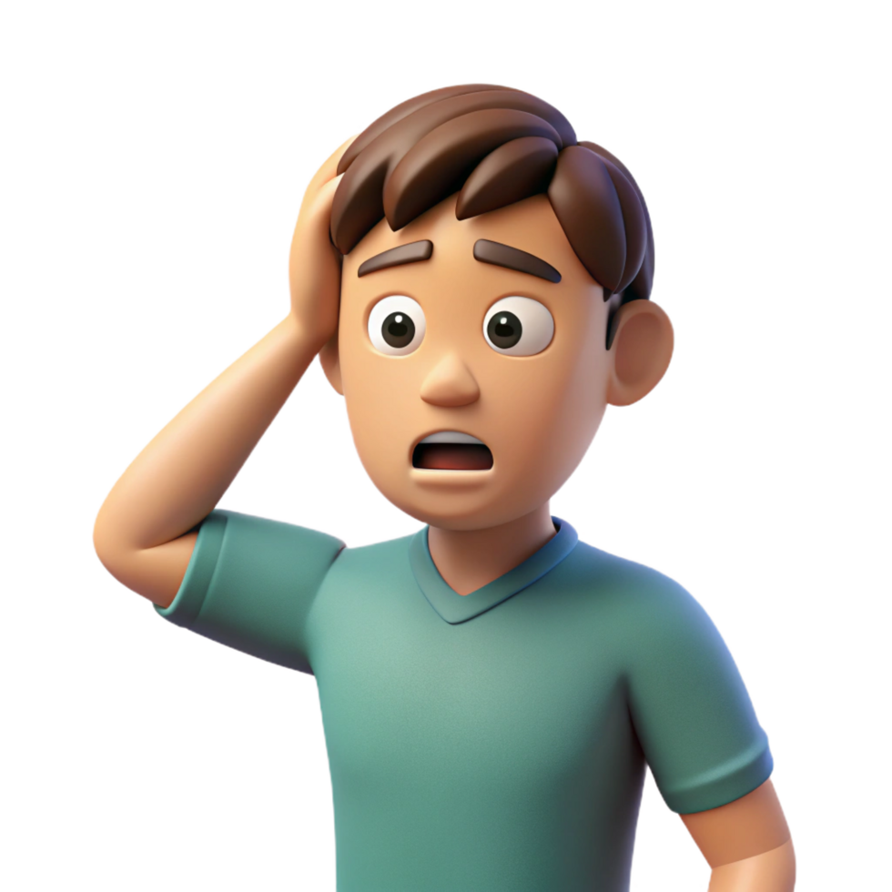 dramatic quintessential Confused man, scratching head, furrowed brow, with Transparent Background png