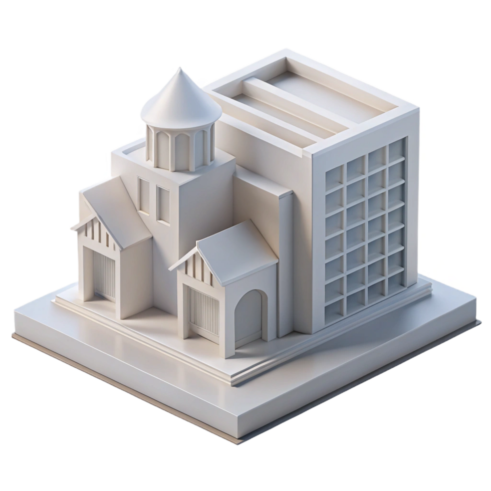 dazzling exceptional Architectural model white foam board with Transparent Background png
