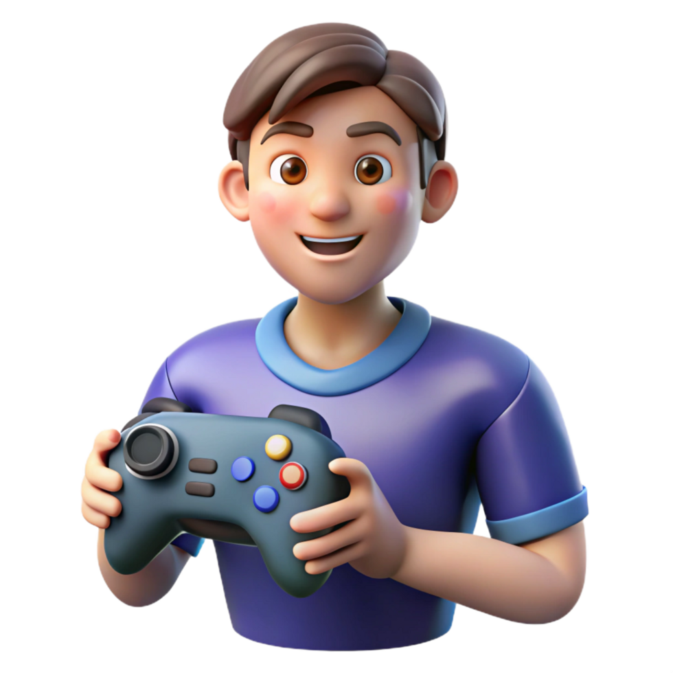 dazzling retro Gamer with controller with Transparent Background high quality png