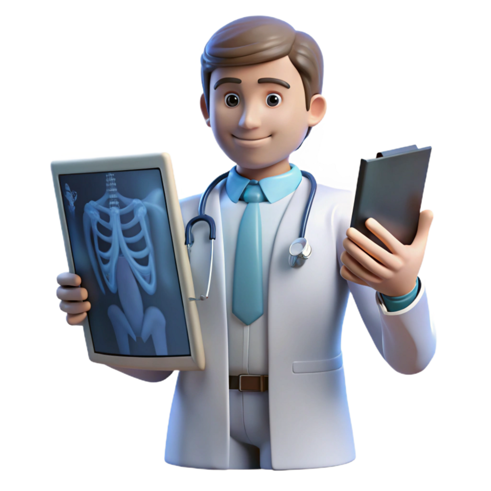 alluring nostalgic creative Doctor examining an x-ray, with Transparent Background sharp png