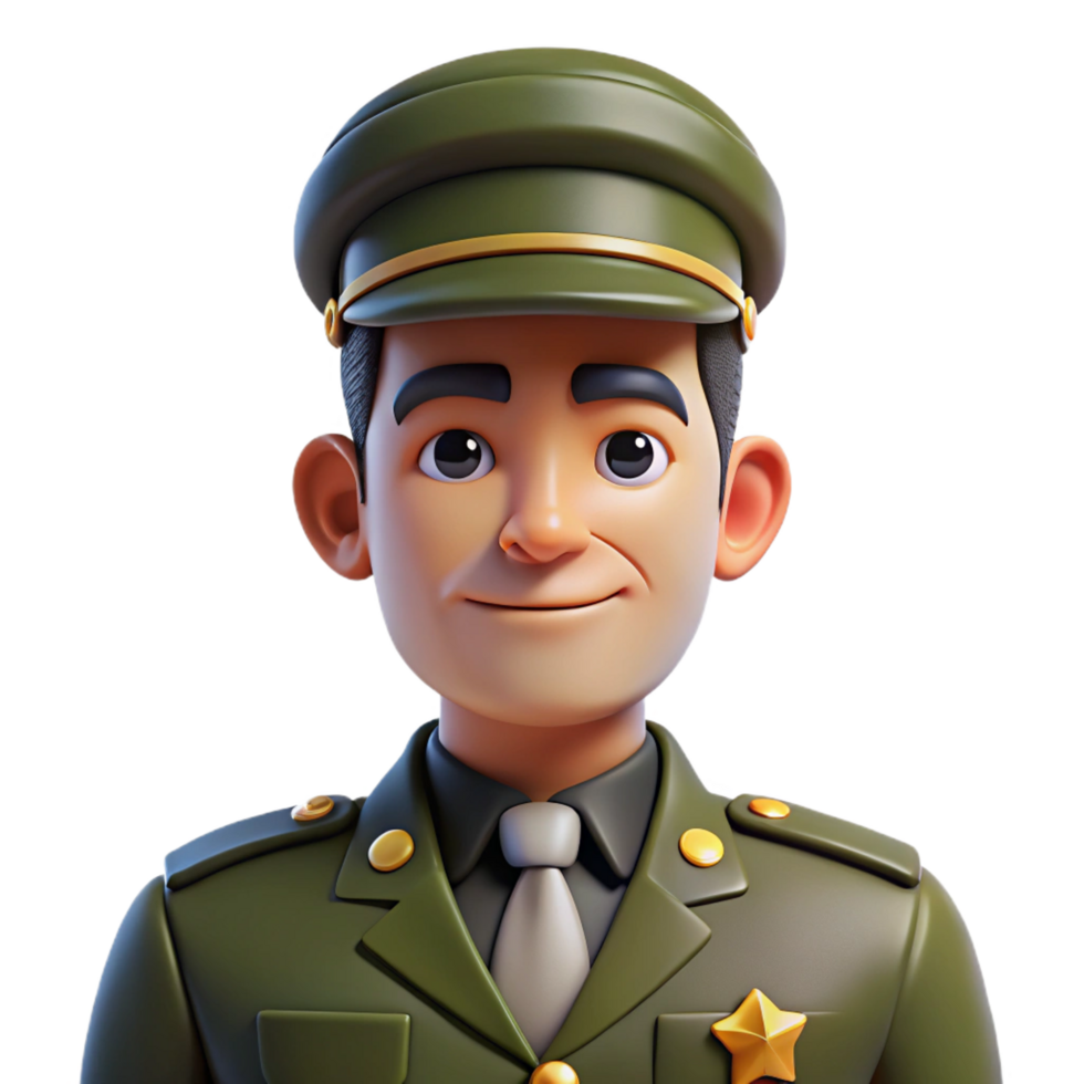 acclaimed tropical Military personnel in uniform, military portrait, with Transparent Background sharp png