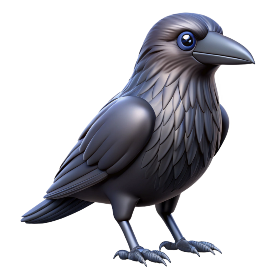 distinctive art deco A single, realistic raven with glossy feathers, with Transparent Background premium png