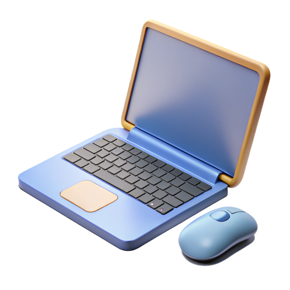 dazzling unparalleled Laptop computer with external keyboard and mouse, with Transparent Background png