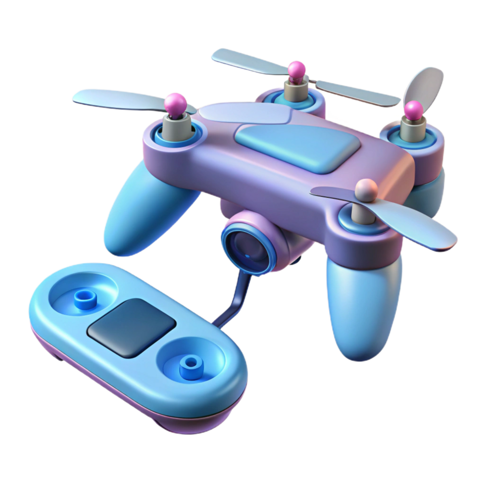 enchanting minimalist Drone with remote control with Transparent Background expertly shot png
