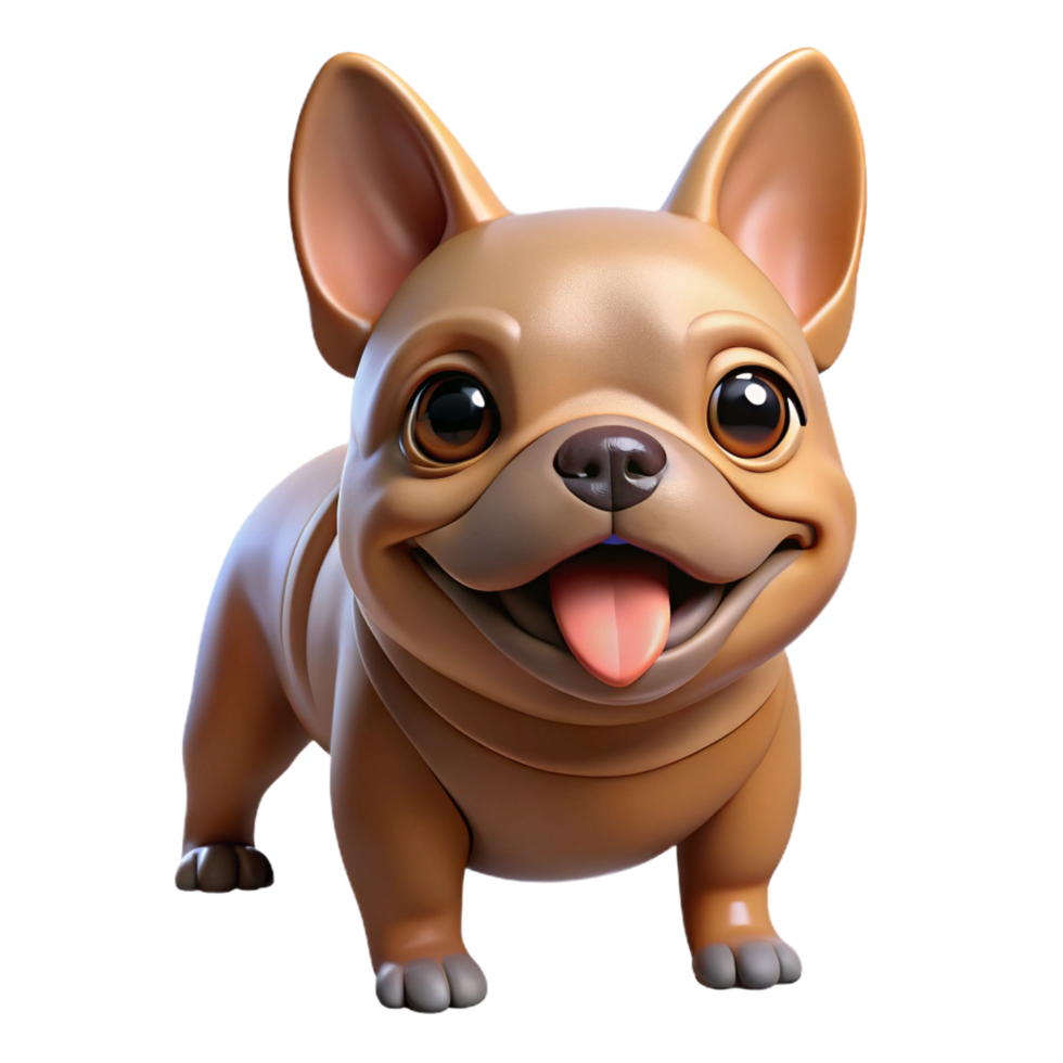 dramatic dramatic French Bulldog, fawn, wrinkled face, happy expression with Transparent Background refined png