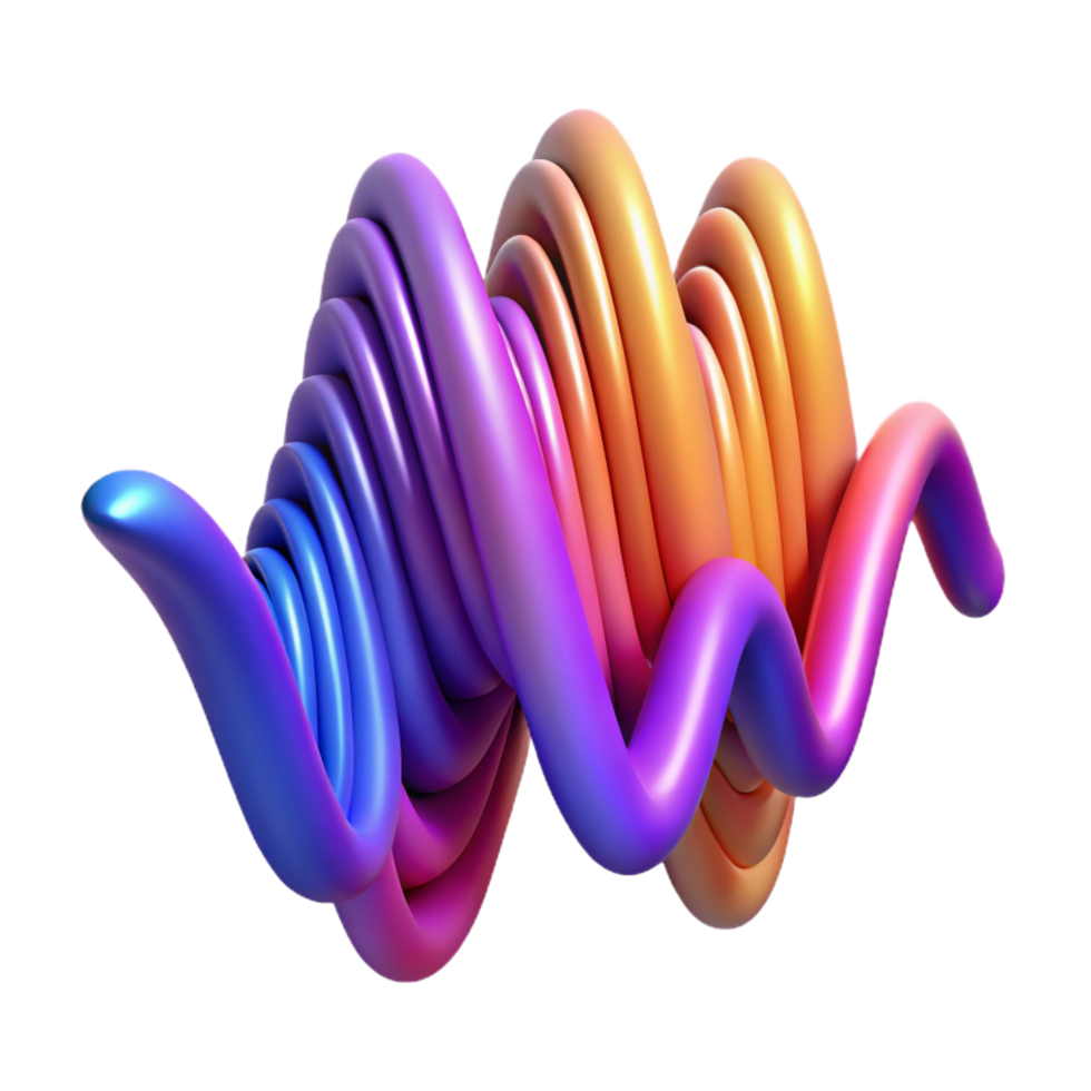 bold spectacular Concept art style, isolated cutout of a dynamic, abstract representation of sound waves with vibrant colors and flowing lines with Transparent Background expertly shot png