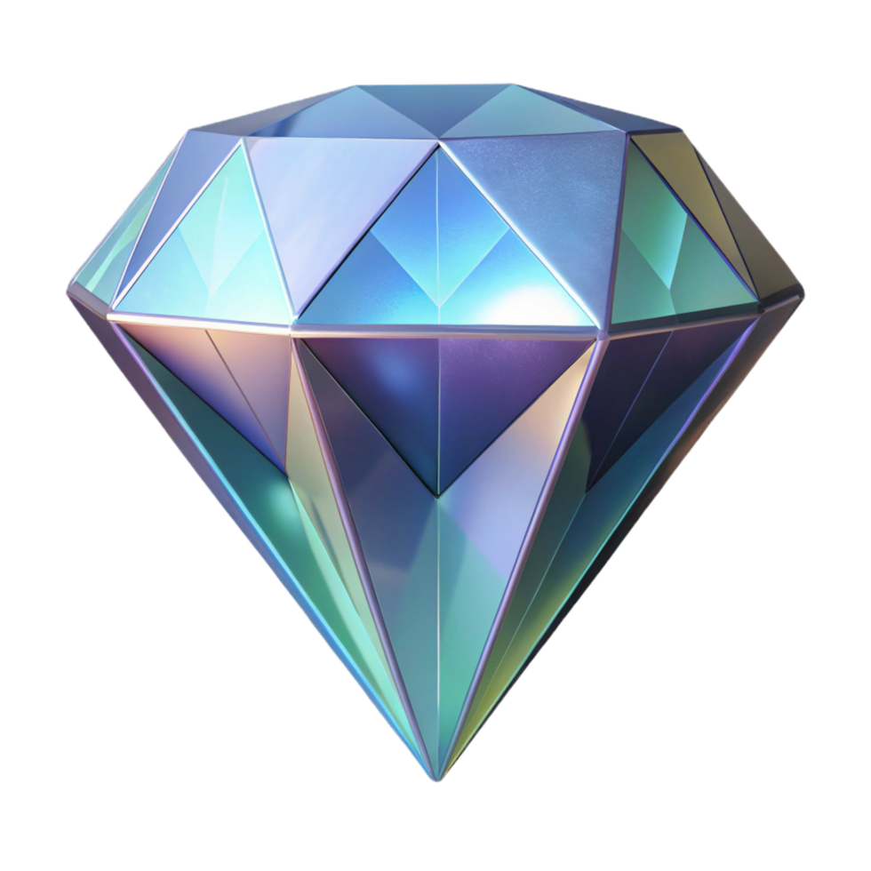 ethereal picturesque Photorealistic, ultra-detailed isolated cutout of a single, levitating, faceted diamond with internal refractive light patterns with Transparent Background artisan png