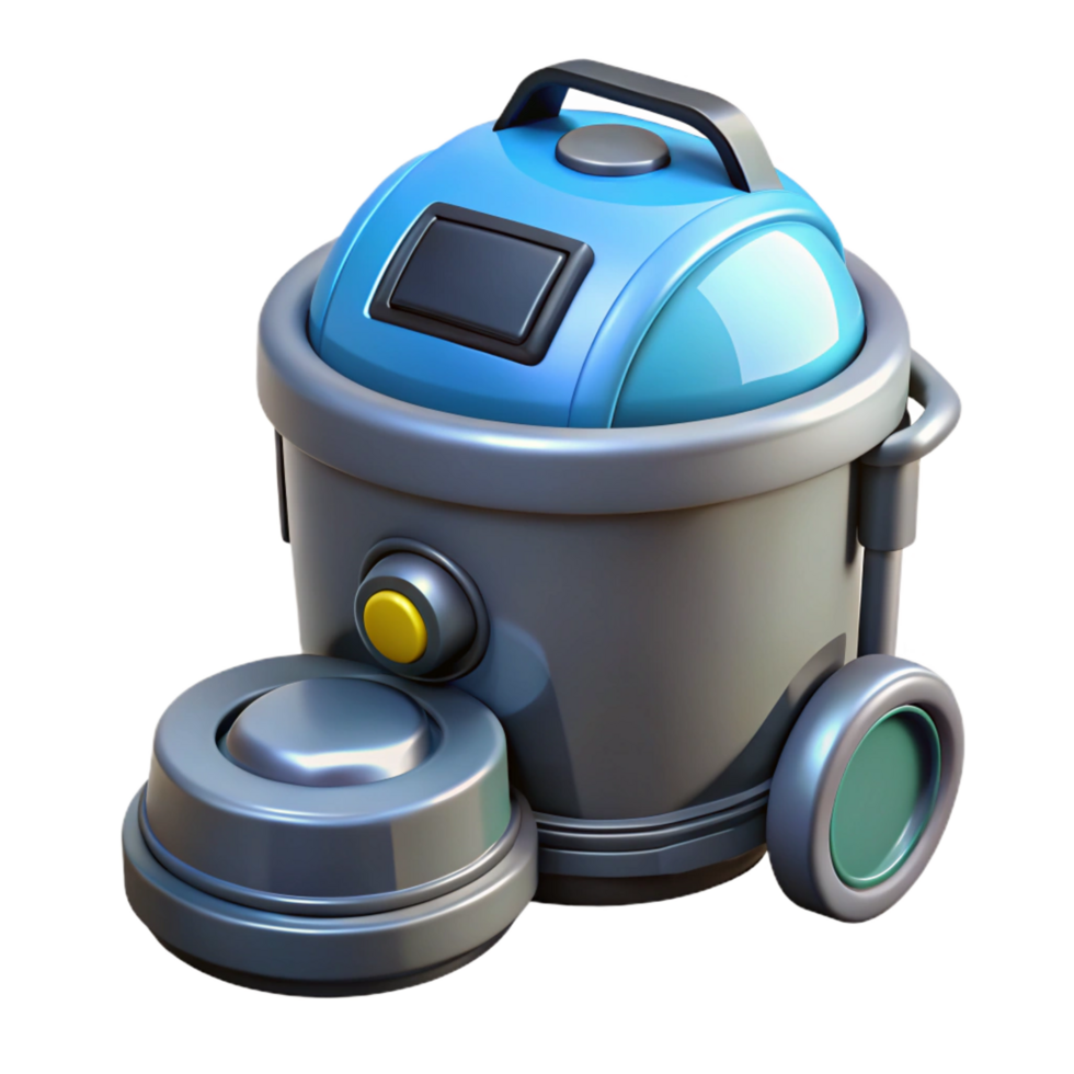 breathtaking minimalist Robot vacuum cleaner with dustbin full with Transparent Background studio quality png